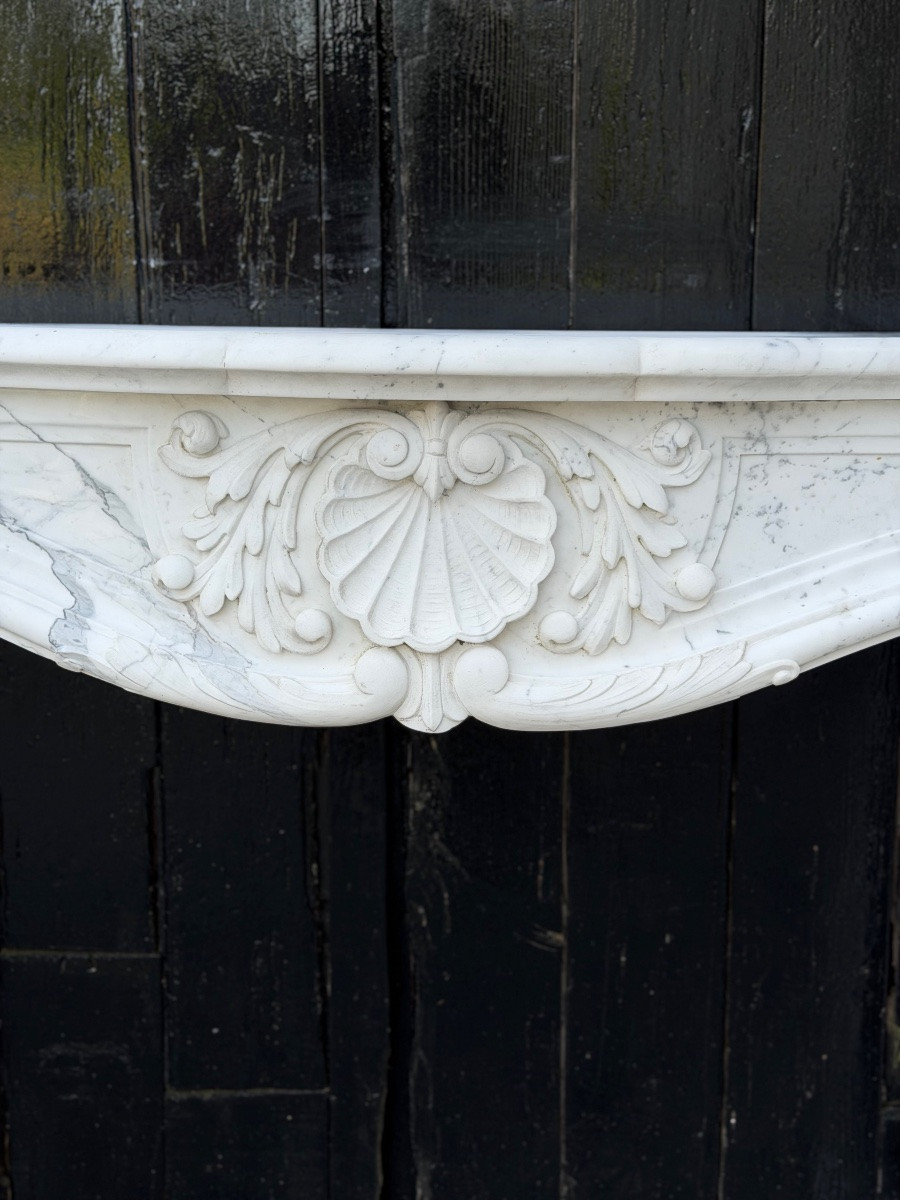 Louis XV Style Arabescato Marble Mantel, Circa 1980-photo-4