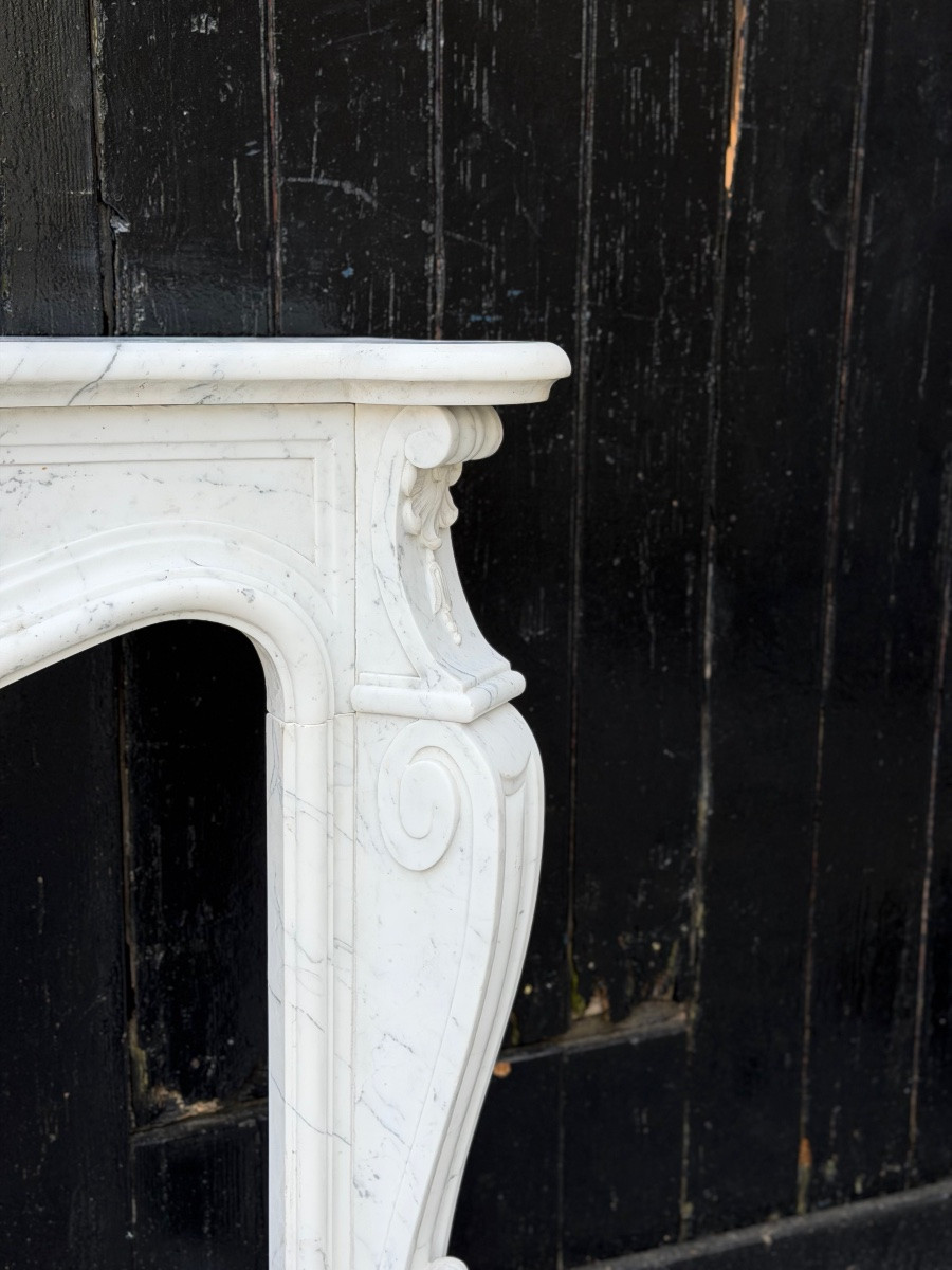 Louis XV Style Arabescato Marble Mantel, Circa 1980-photo-5