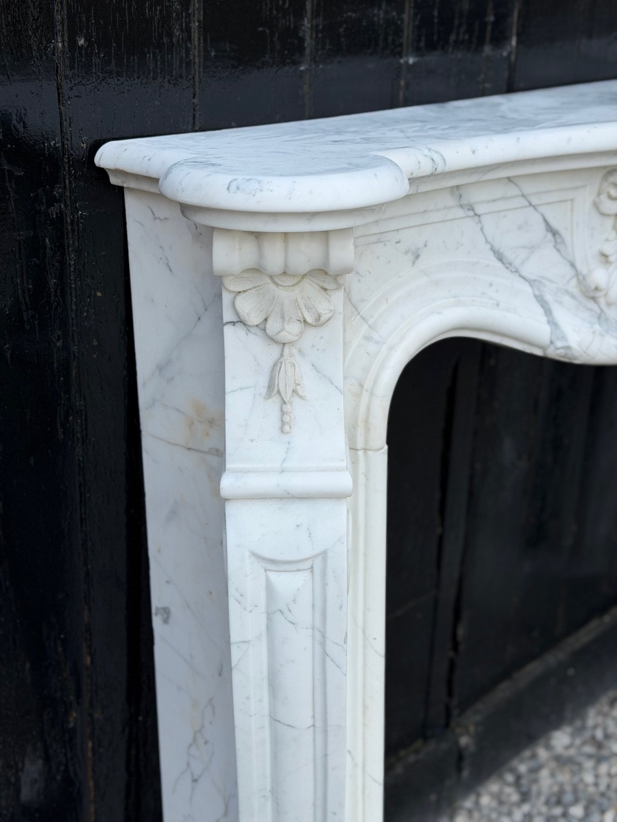 Louis XV Style Arabescato Marble Mantel, Circa 1980-photo-6