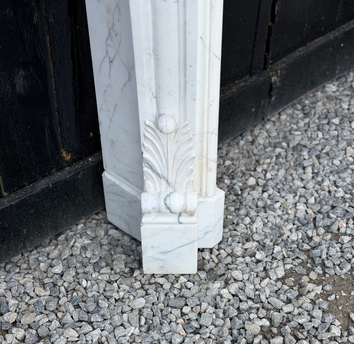 Louis XV Style Arabescato Marble Mantel, Circa 1980-photo-7