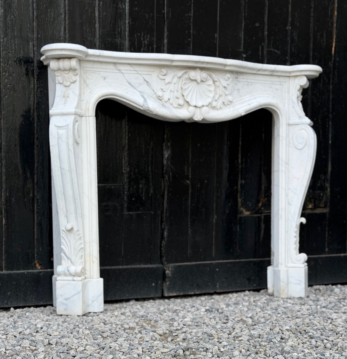 Louis XV Style Arabescato Marble Mantel, Circa 1980-photo-8