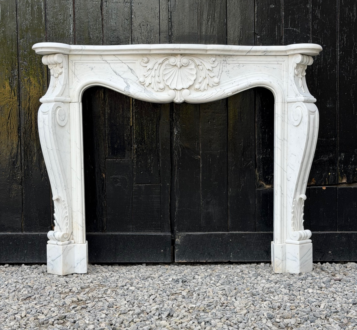 Louis XV Style Arabescato Marble Mantel, Circa 1980