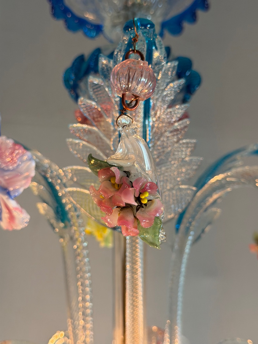 Lustre vénitien rezzonico en verre de Murano multicolore, vers 1920-photo-1