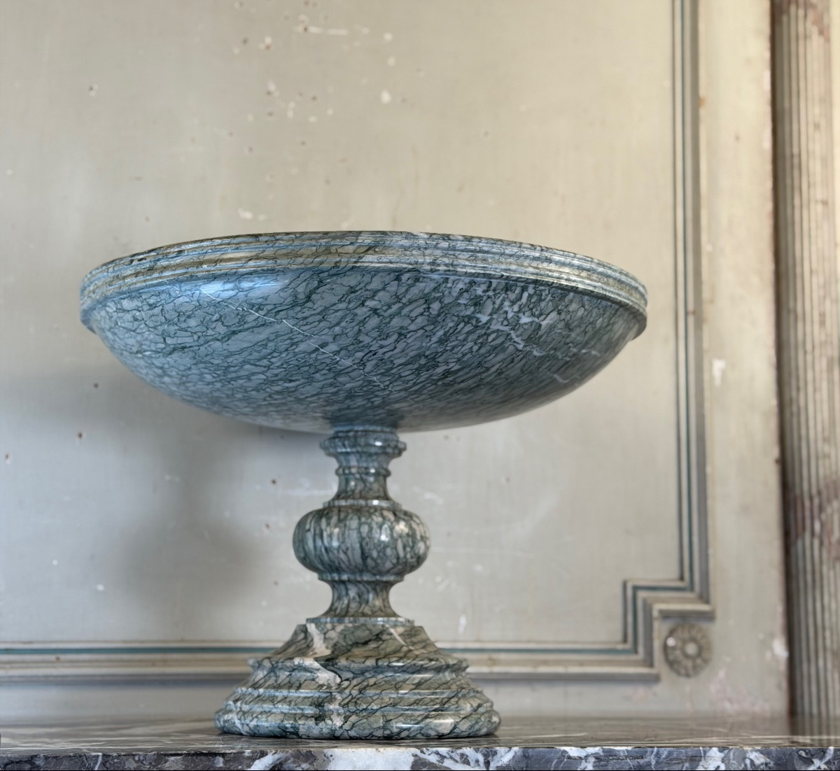 Coupe sur pied, tazza en marbre Campan vers 1880-photo-2