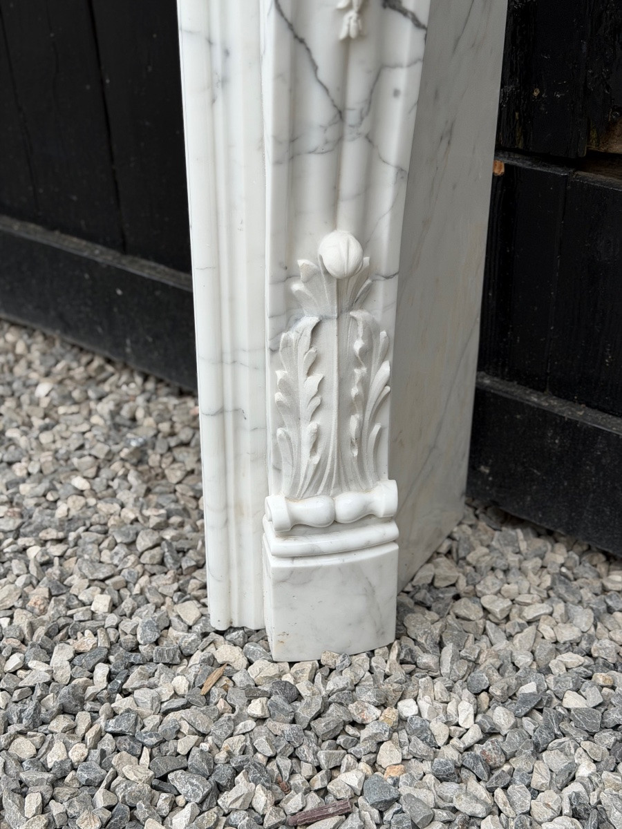 Louis XV Style Mantel In Carrara Marble, Circa 1980-photo-2