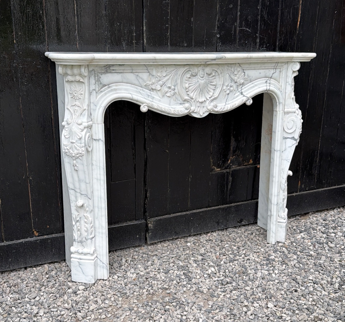 Louis XV Style Mantel In Carrara Marble, Circa 1980-photo-1