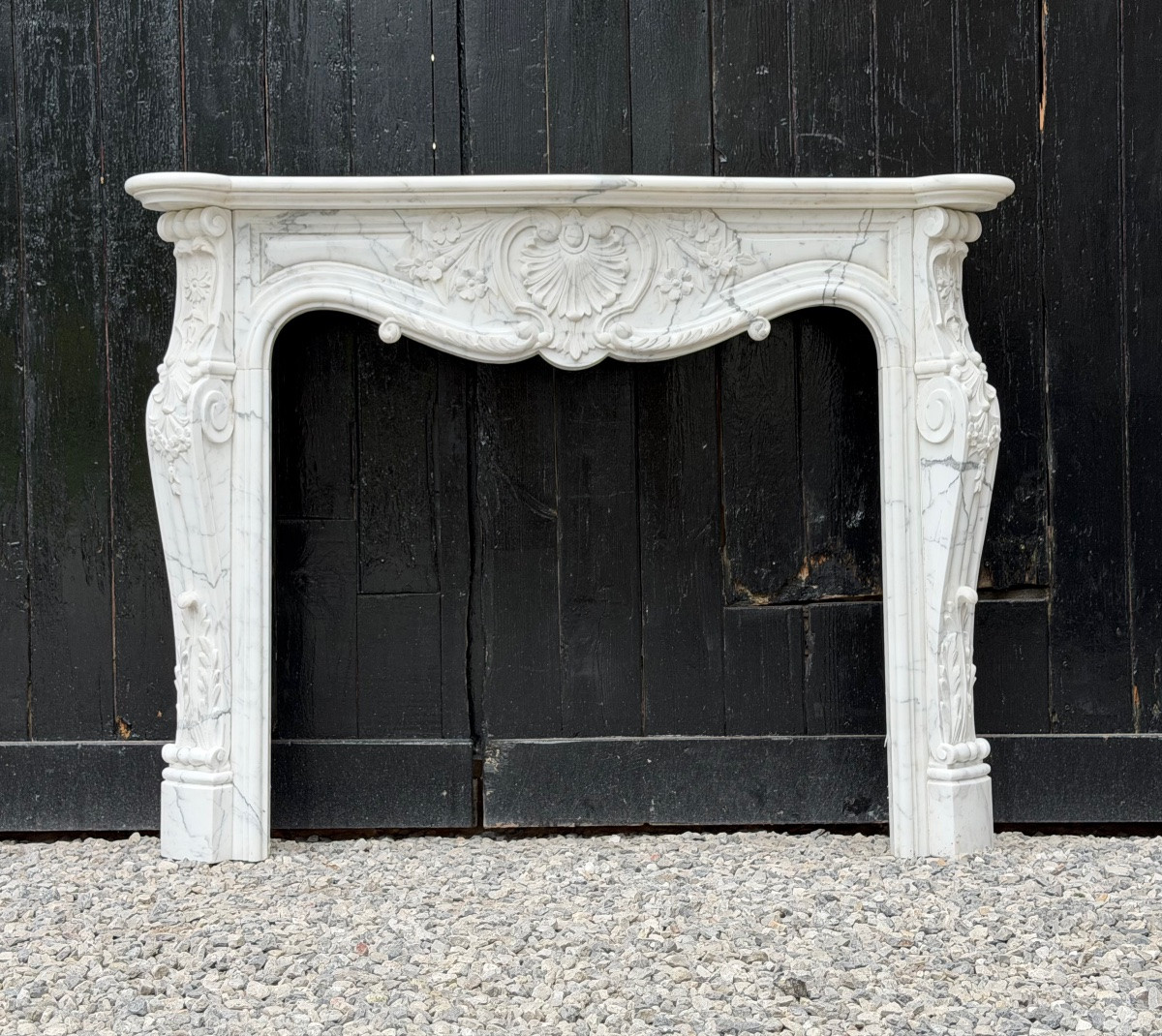 Louis XV Style Mantel In Carrara Marble, Circa 1980-photo-3