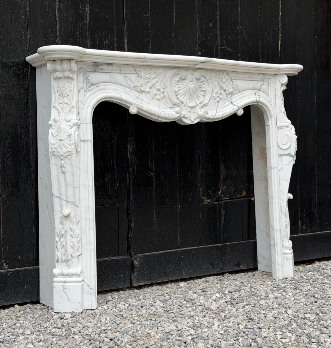 Louis XV Style Mantel In Carrara Marble, Circa 1980-photo-4