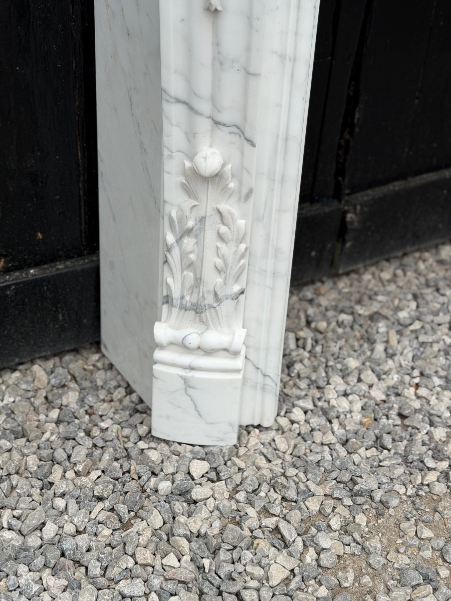 Louis XV Style Mantel In Carrara Marble, Circa 1980-photo-6