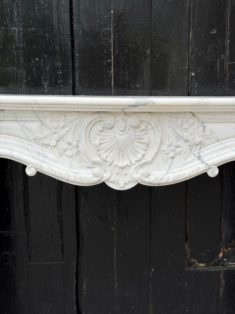 Louis XV Style Mantel In Carrara Marble, Circa 1980-photo-7