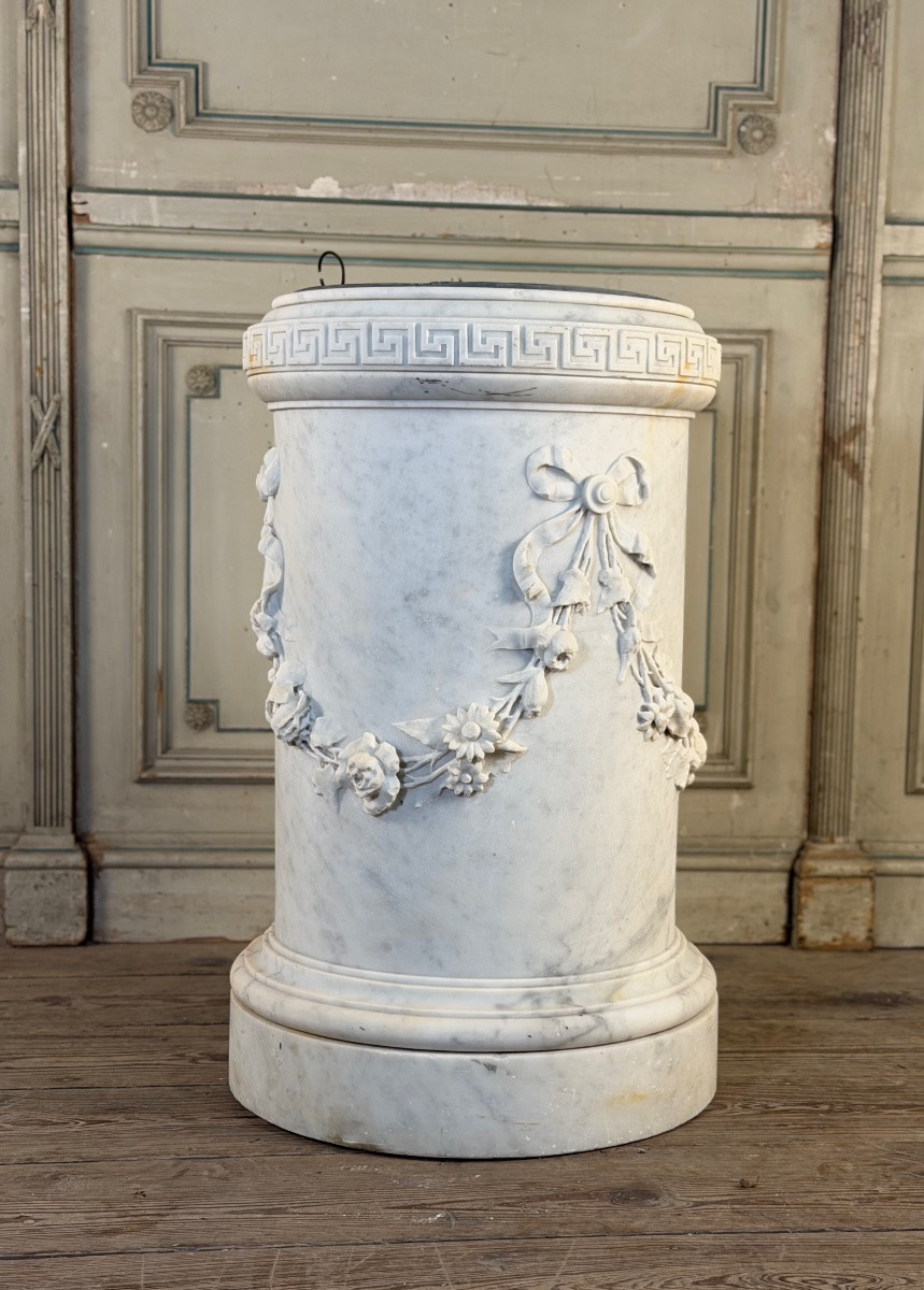 Carrara Marble Planter In The Louis XVI Style, Circa 1880-photo-4