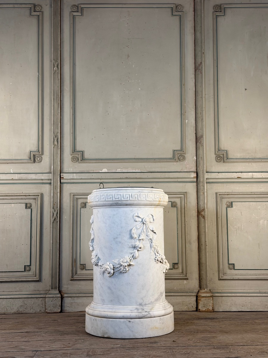 Carrara Marble Planter In The Louis XVI Style, Circa 1880-photo-1