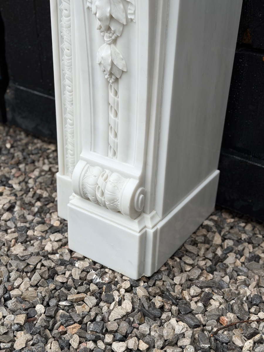 Napoleon III Mantel In Statuary White Marble, Circa 1880-photo-3