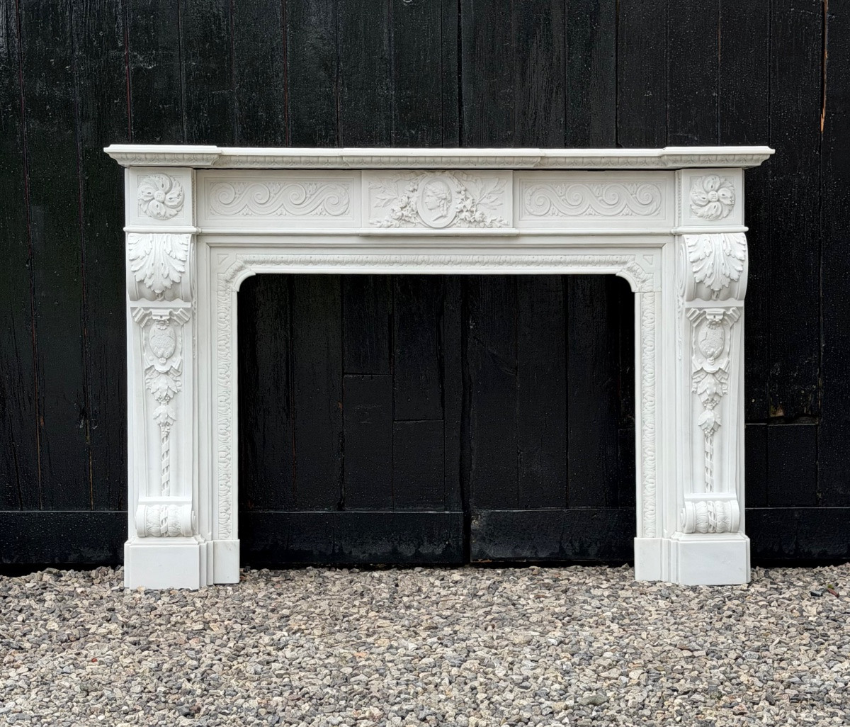 Napoleon III Mantel In Statuary White Marble, Circa 1880-photo-7
