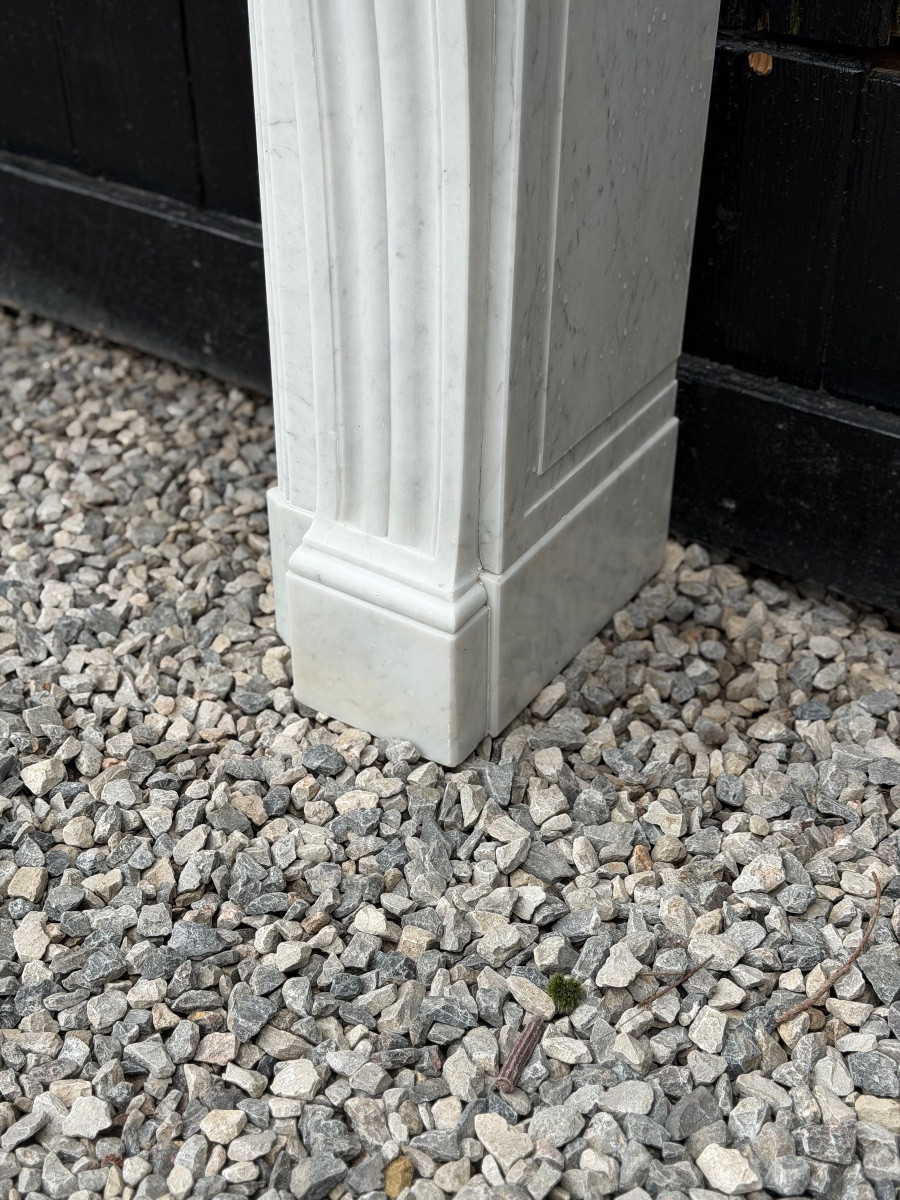 Louis XVI Style Carrara Marble Mantel, Circa 1880-photo-2