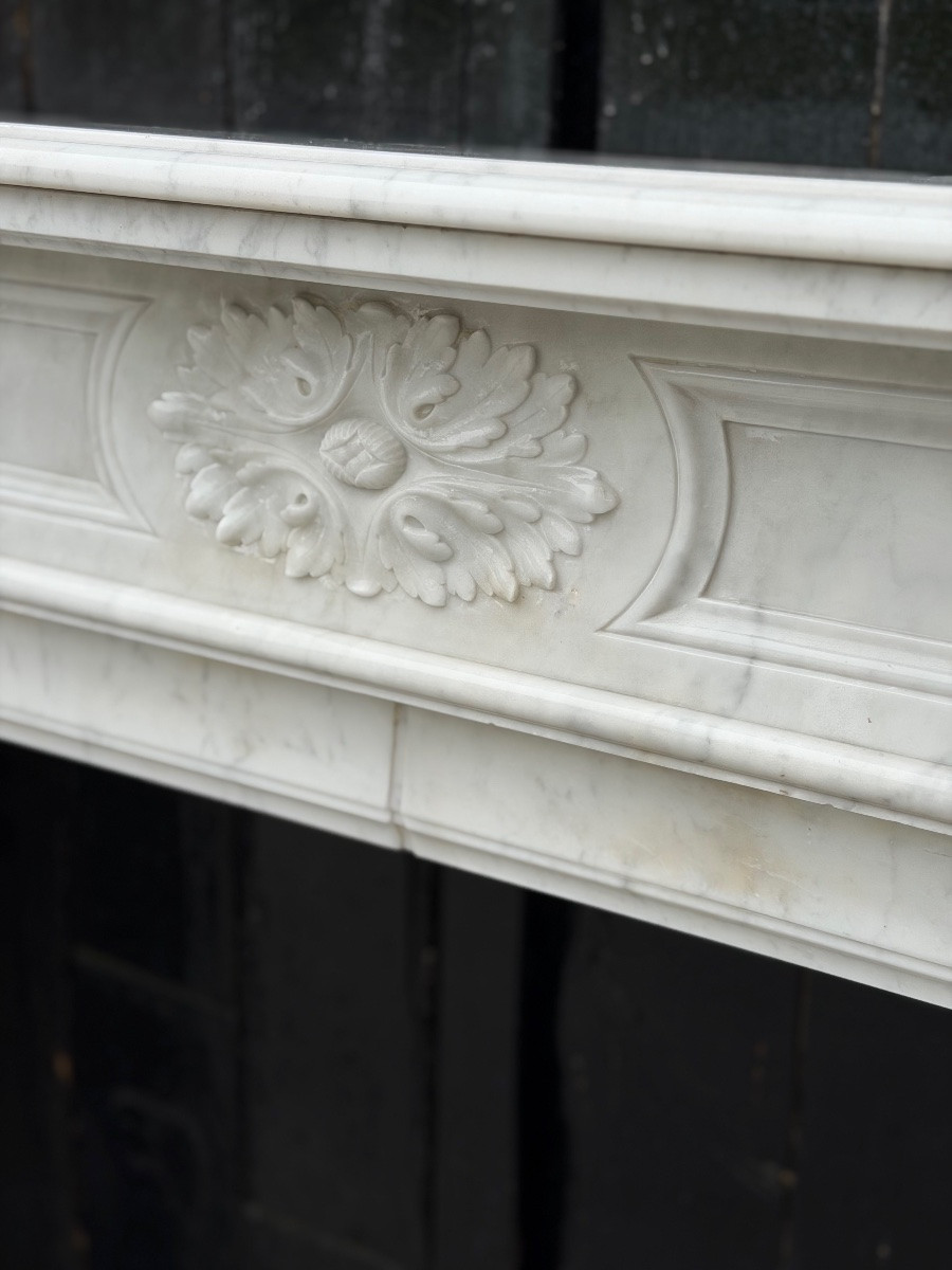 Louis XVI Style Carrara Marble Mantel, Circa 1880-photo-4