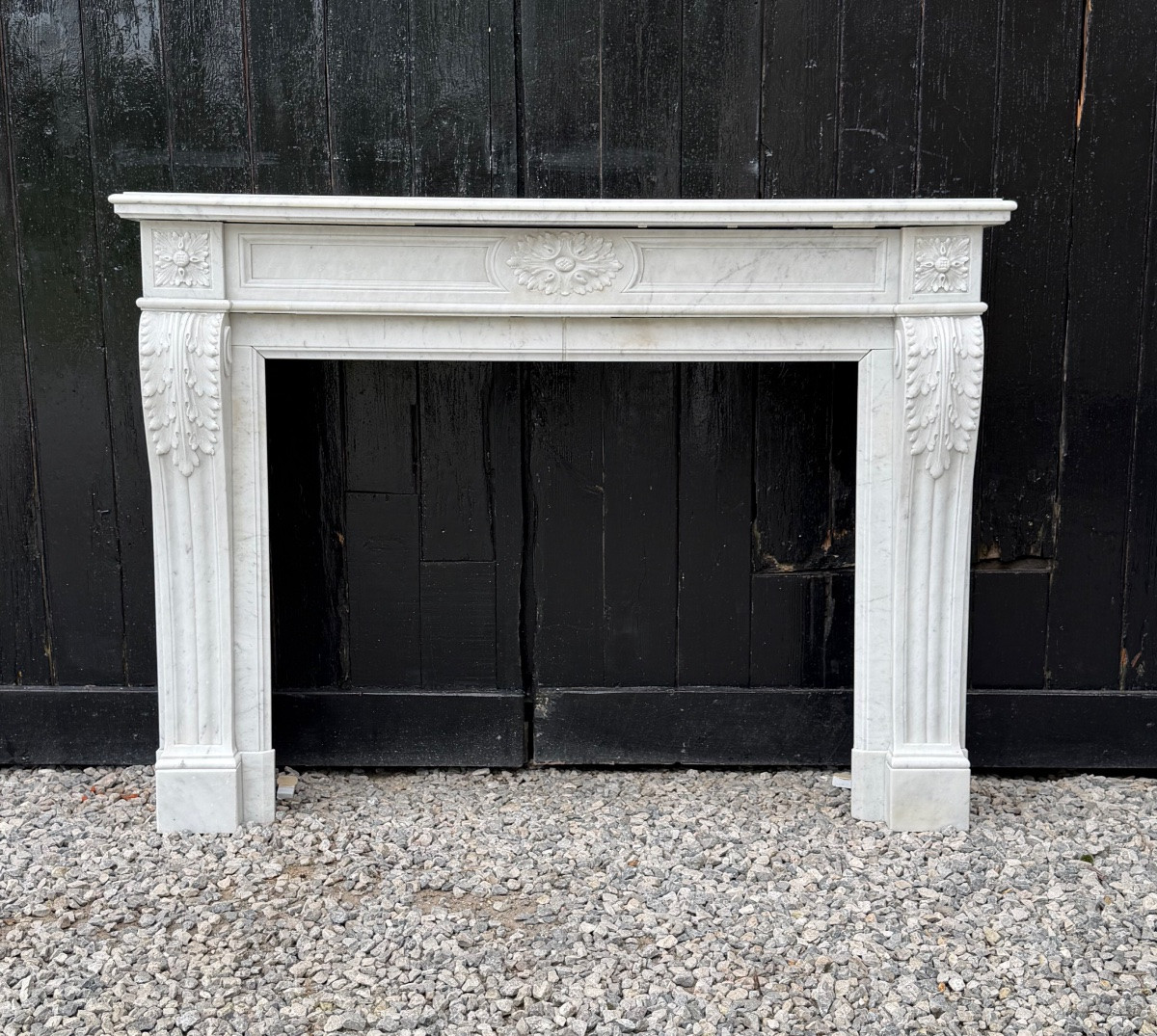 Louis XVI Style Carrara Marble Mantel, Circa 1880-photo-3