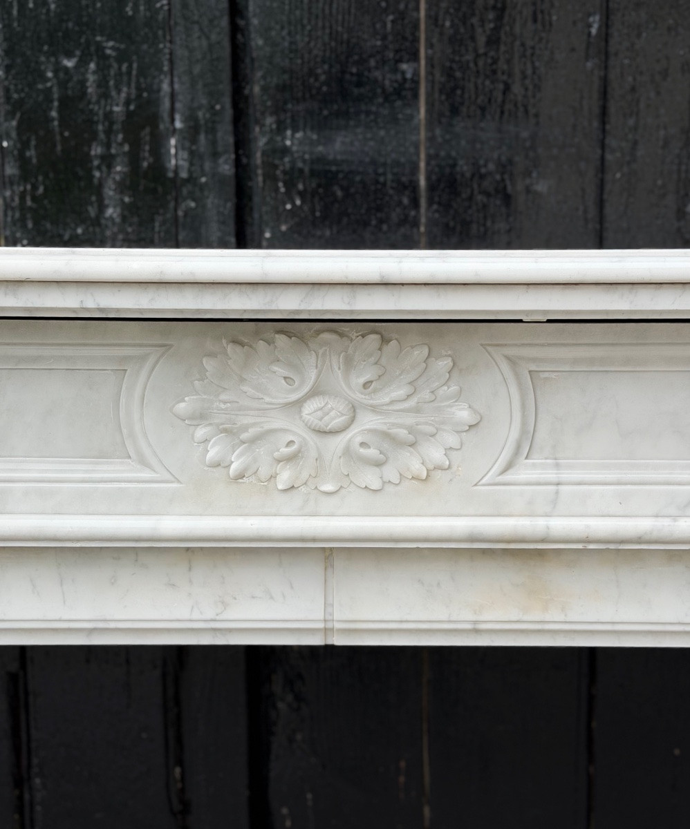 Louis XVI Style Carrara Marble Mantel, Circa 1880-photo-4