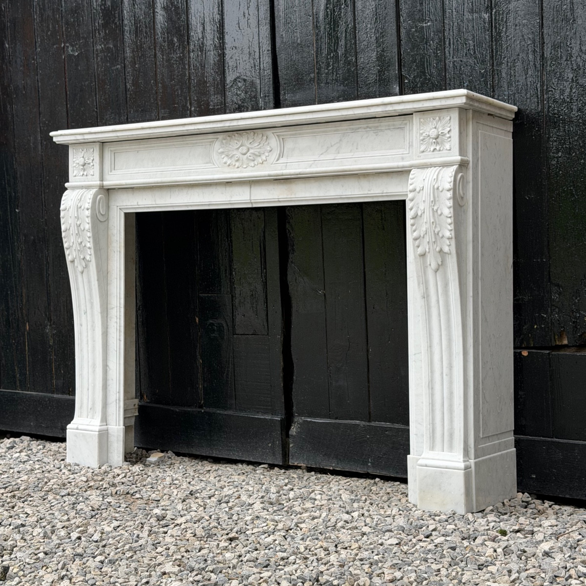 Louis XVI Style Carrara Marble Mantel, Circa 1880