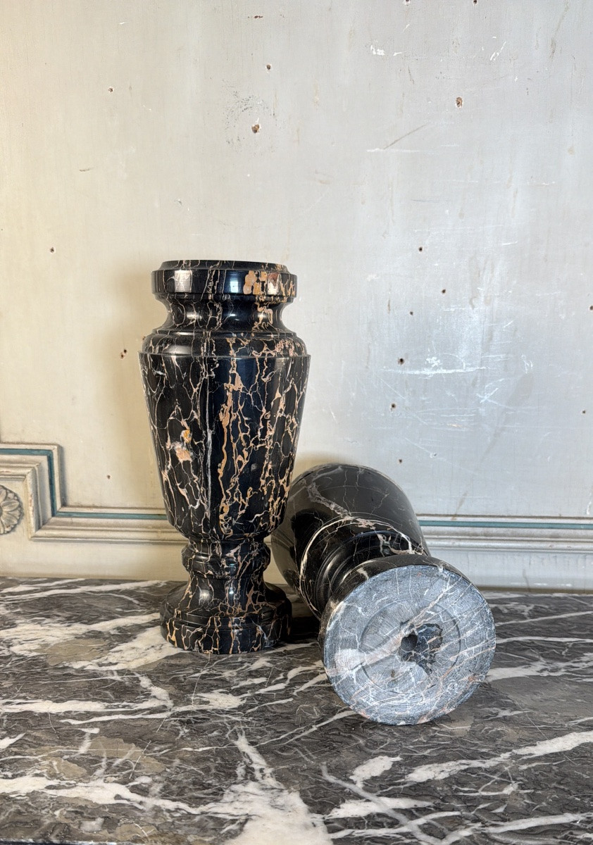 Pair Of Portor Marble Vases, Circa 1920-photo-2