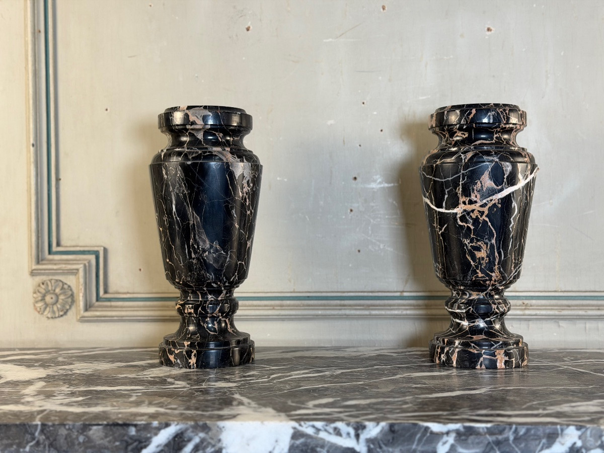 Pair Of Portor Marble Vases, Circa 1920-photo-2