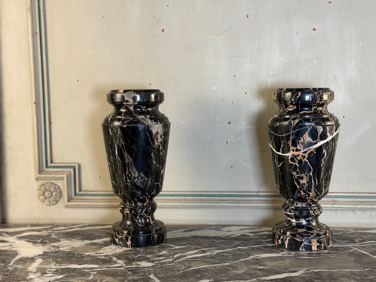 Pair Of Portor Marble Vases, Circa 1920-photo-3