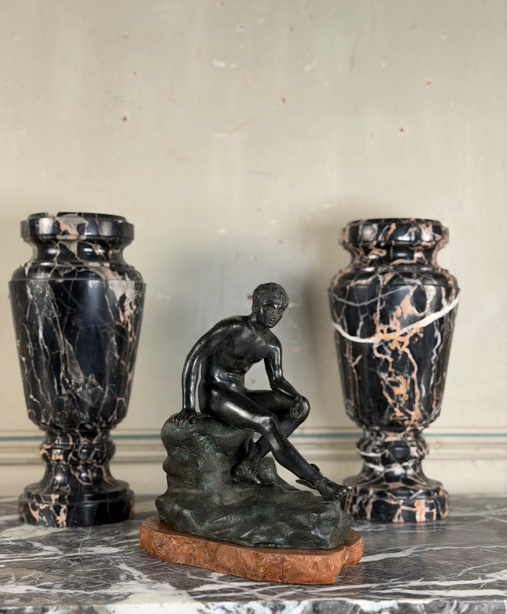 Pair Of Portor Marble Vases, Circa 1920-photo-5