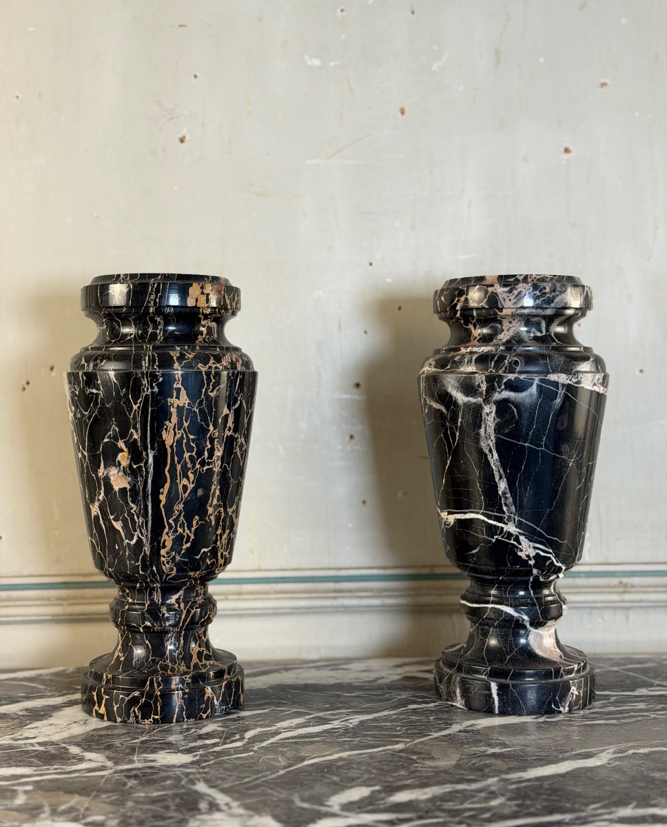 Pair Of Portor Marble Vases, Circa 1920