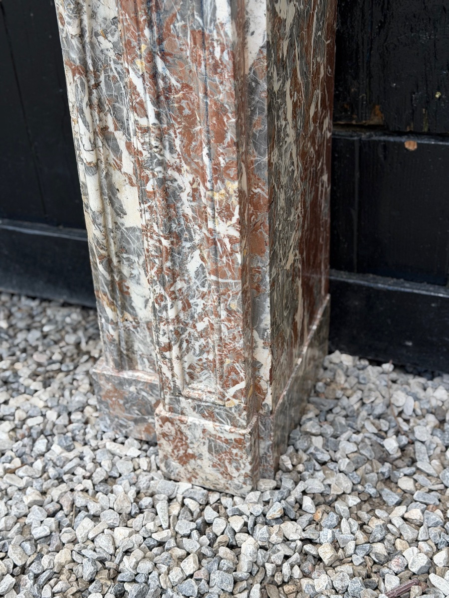 Regence Mantel In Ardennes Grey Marble, 18th Century-photo-2