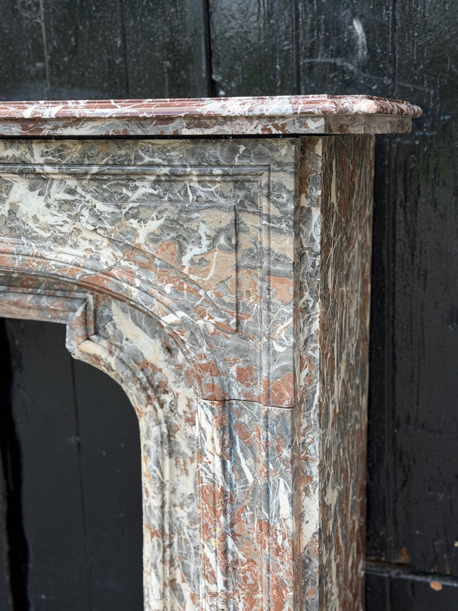 Regence Mantel In Ardennes Grey Marble, 18th Century-photo-3