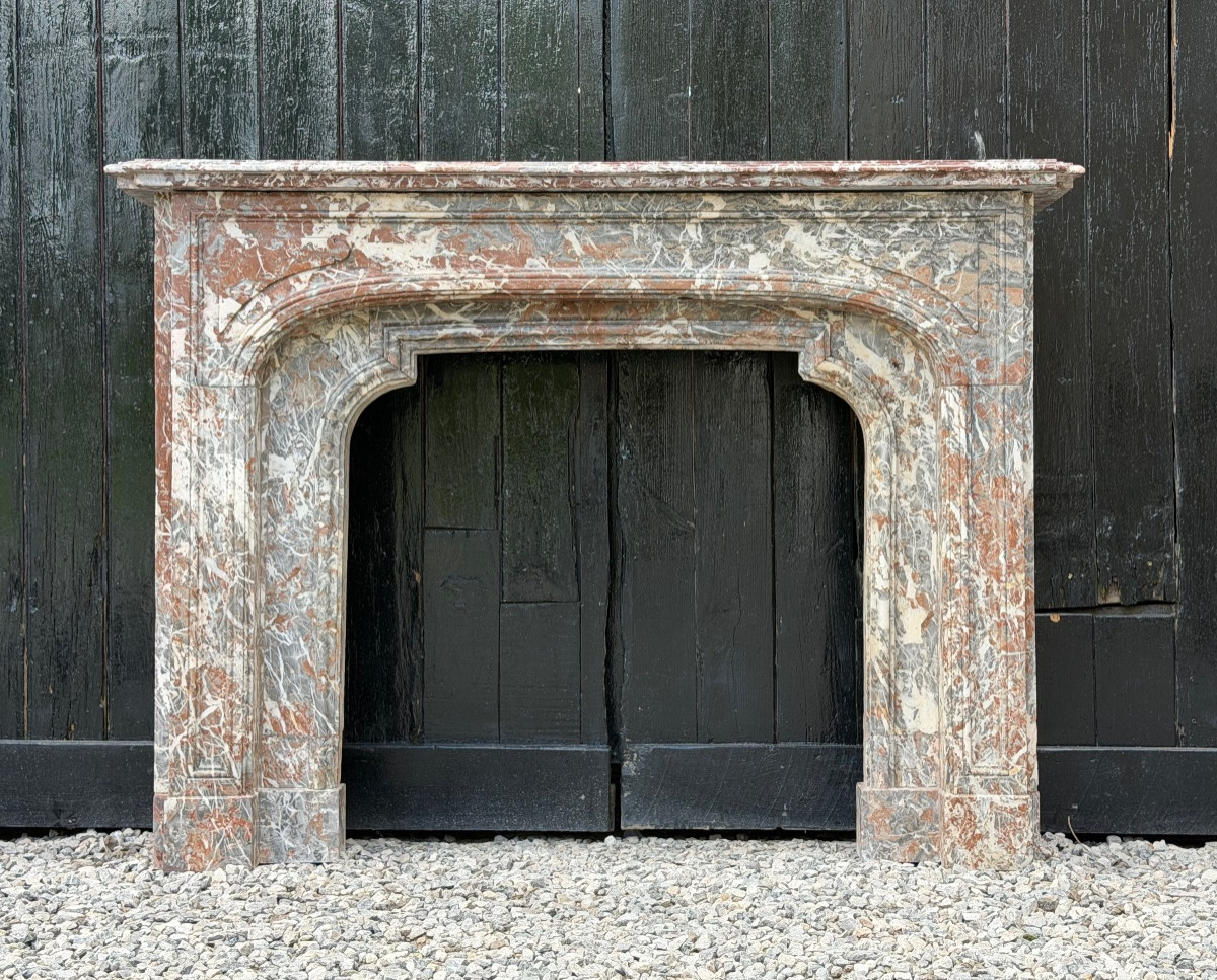 Regence Mantel In Ardennes Grey Marble, 18th Century-photo-4