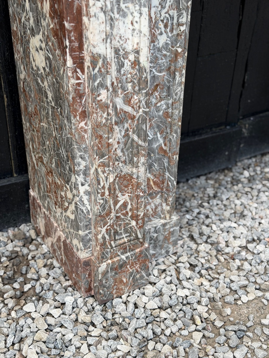 Regence Mantel In Ardennes Grey Marble, 18th Century-photo-1