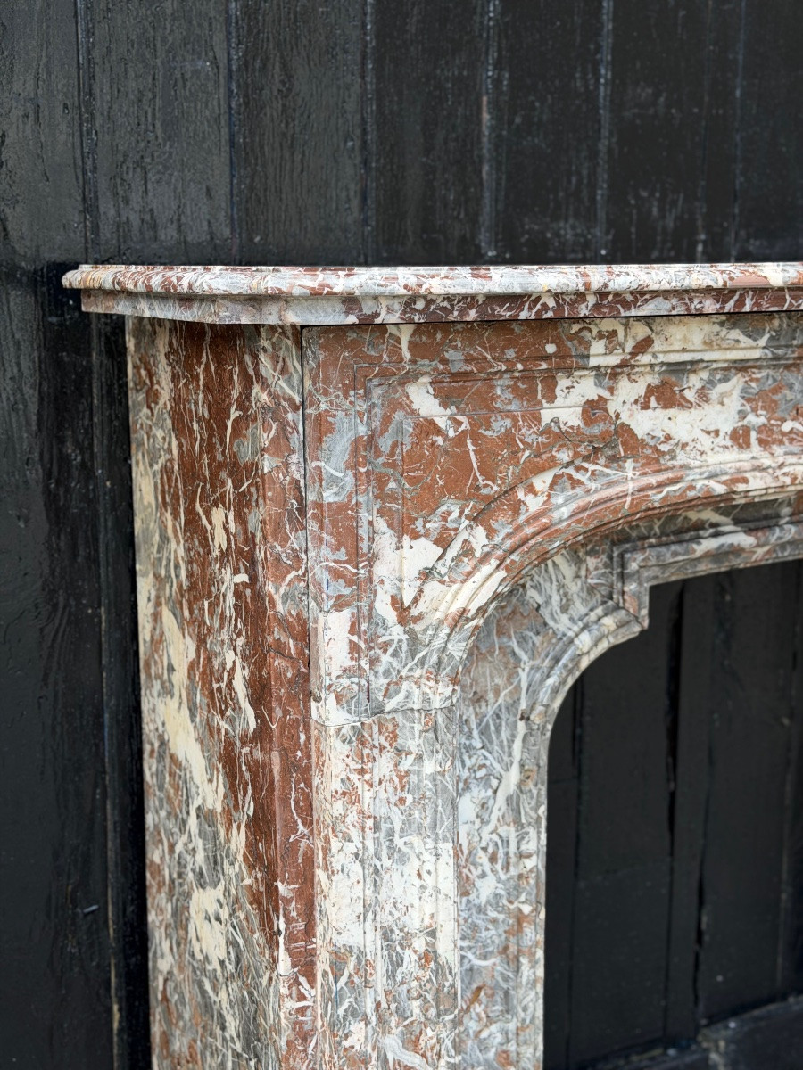 Regence Mantel In Ardennes Grey Marble, 18th Century-photo-2