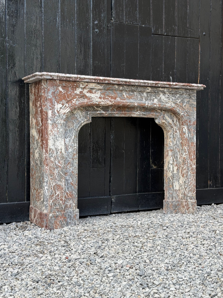Regence Mantel In Ardennes Grey Marble, 18th Century-photo-3