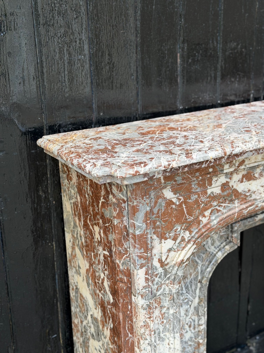 Regence Mantel In Ardennes Grey Marble, 18th Century-photo-4
