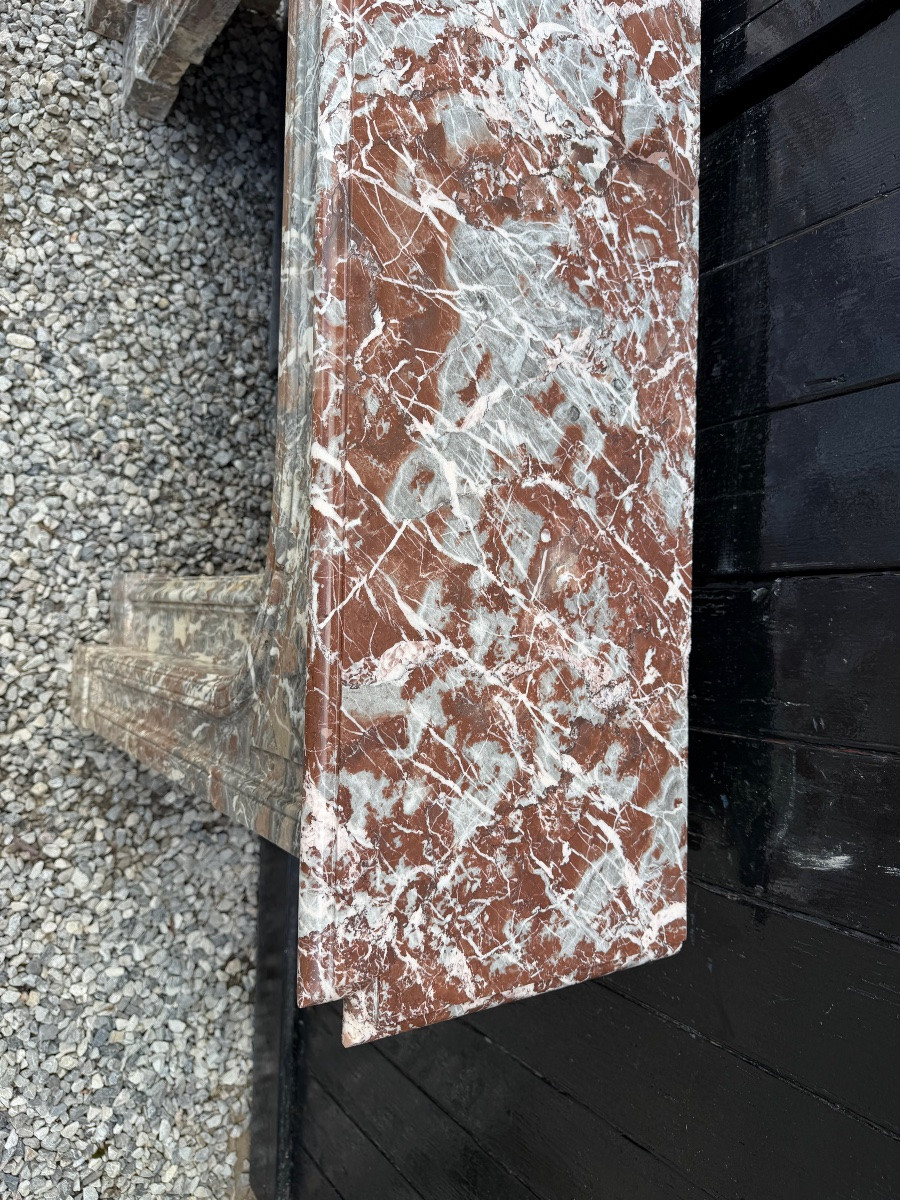 Regence Mantel In Ardennes Grey Marble, 18th Century-photo-5