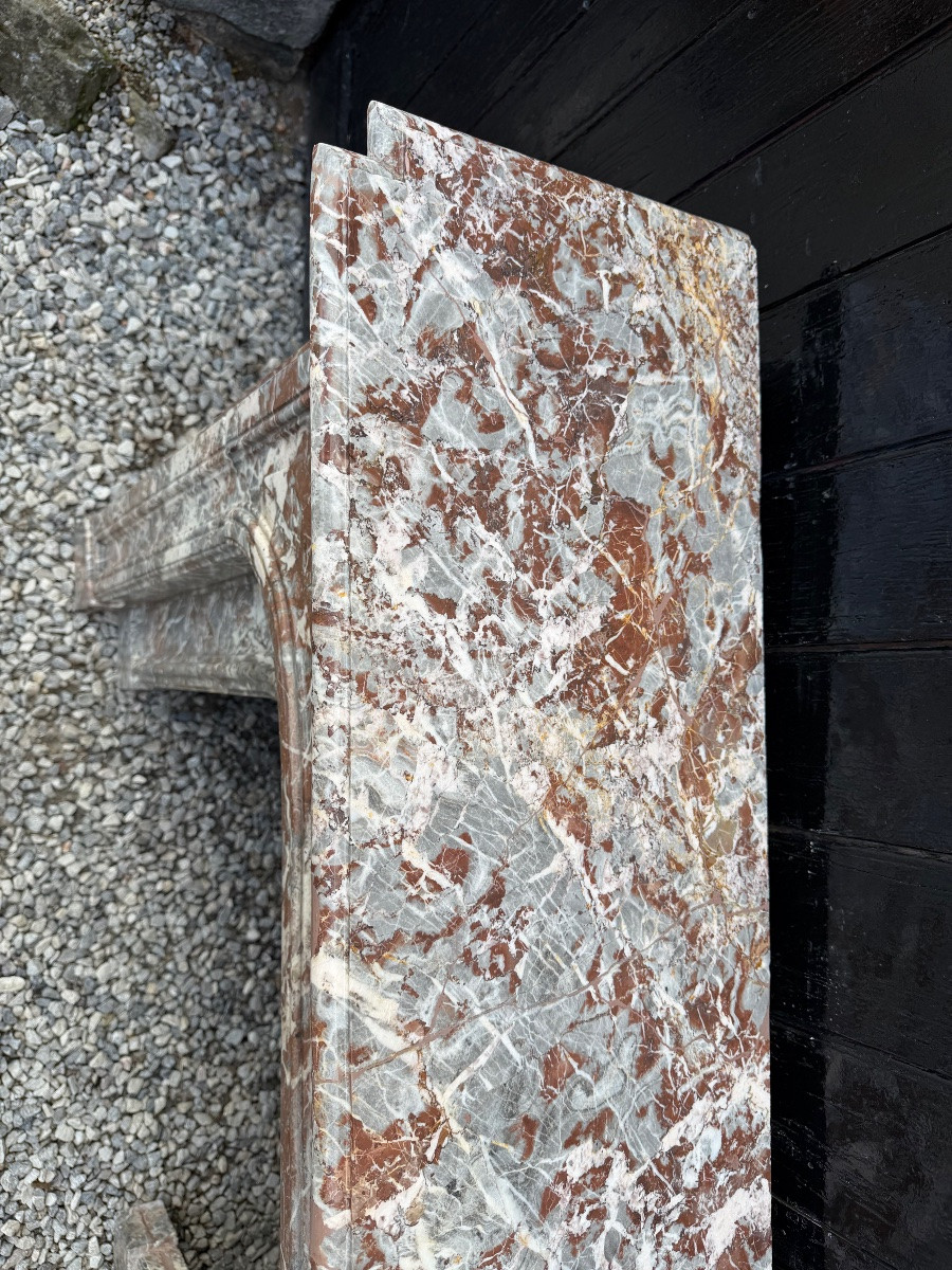 Regence Mantel In Ardennes Grey Marble, 18th Century-photo-7