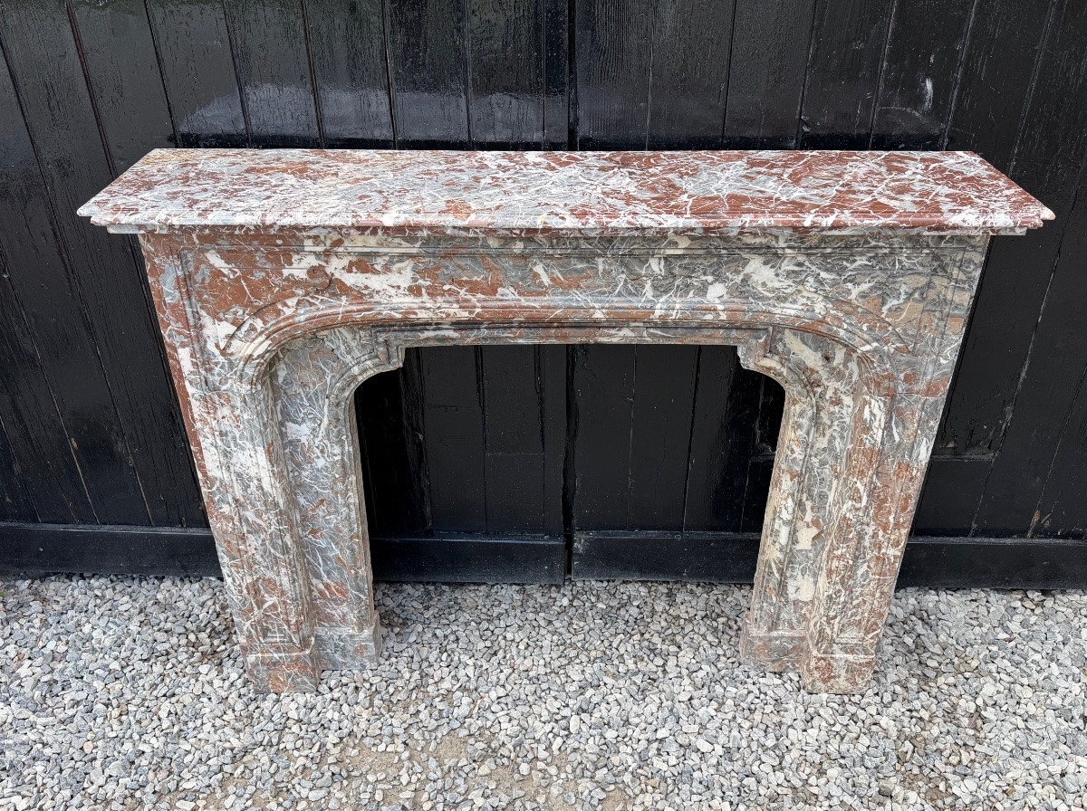 Regence Mantel In Ardennes Grey Marble, 18th Century-photo-8