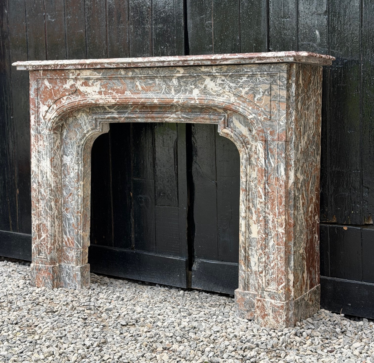 Regence Mantel In Ardennes Grey Marble, 18th Century