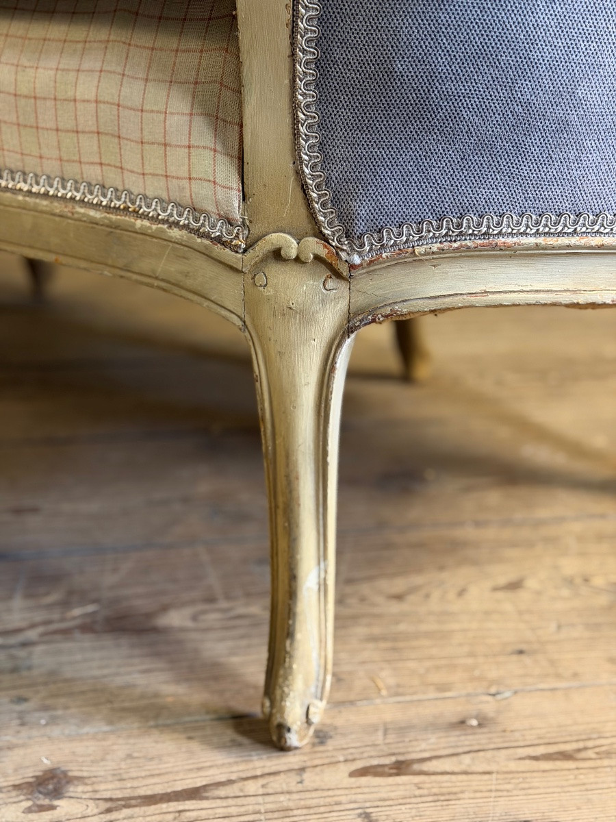 Louis XV Style Carved And Painted Wood Basket Bench, 19th Century-photo-2