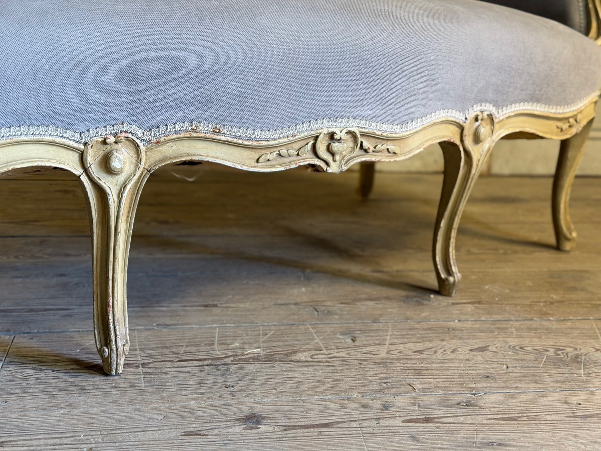 Louis XV Style Carved And Painted Wood Basket Bench, 19th Century-photo-3