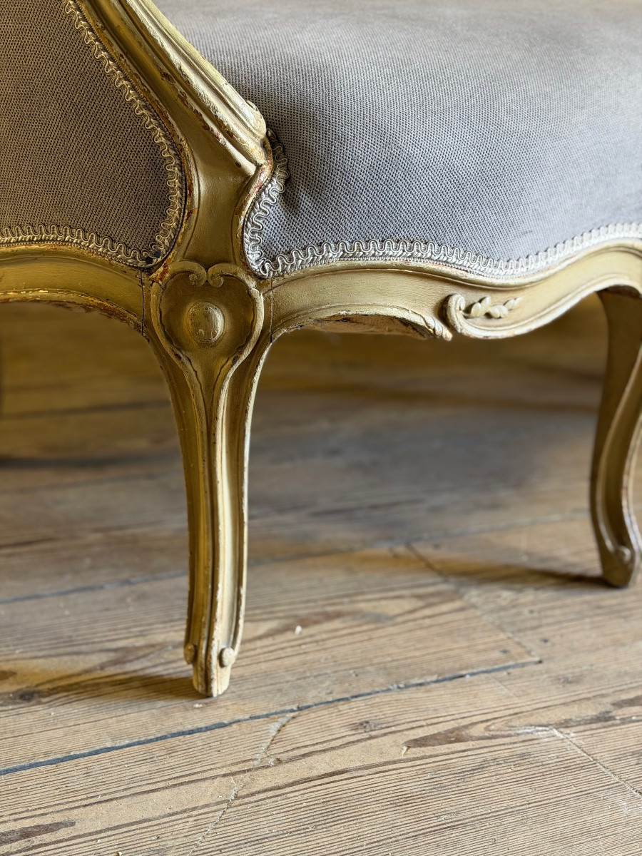Louis XV Style Carved And Painted Wood Basket Bench, 19th Century-photo-6