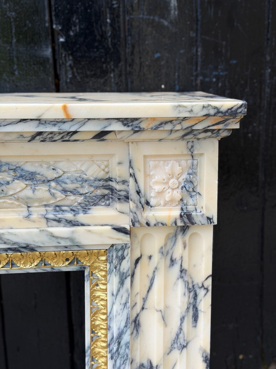 Louis XVI Style Mantel In Paonazzo Marble, Circa 1880-photo-3