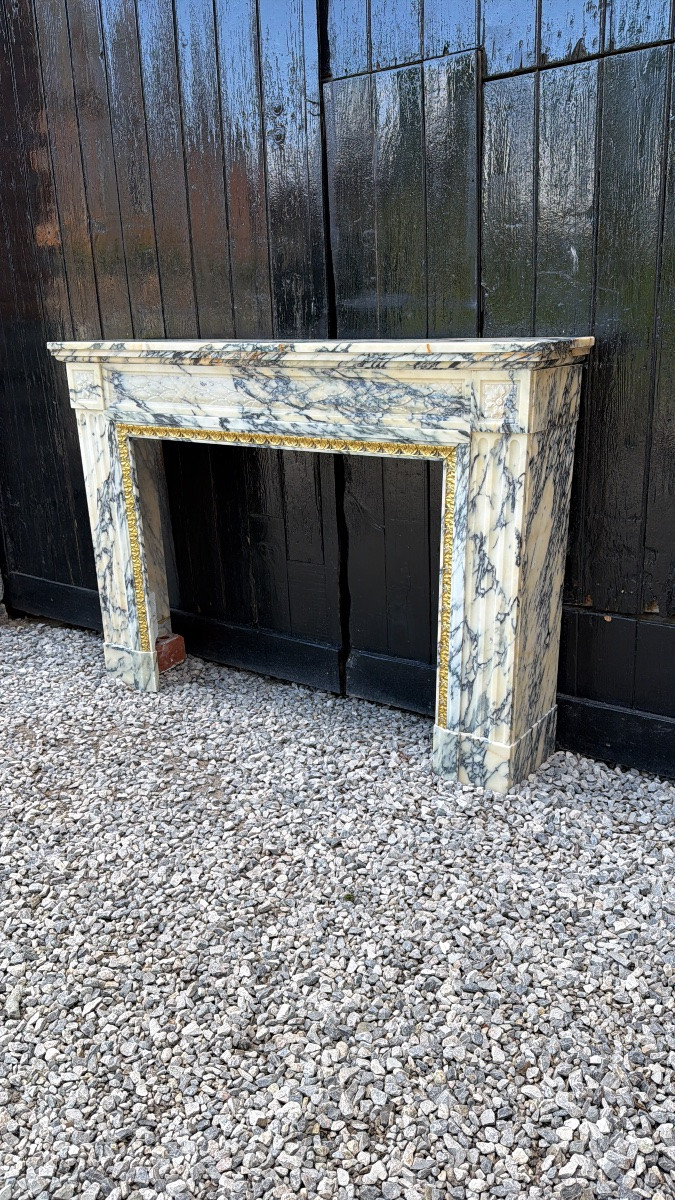 Louis XVI Style Mantel In Paonazzo Marble, Circa 1880-photo-1
