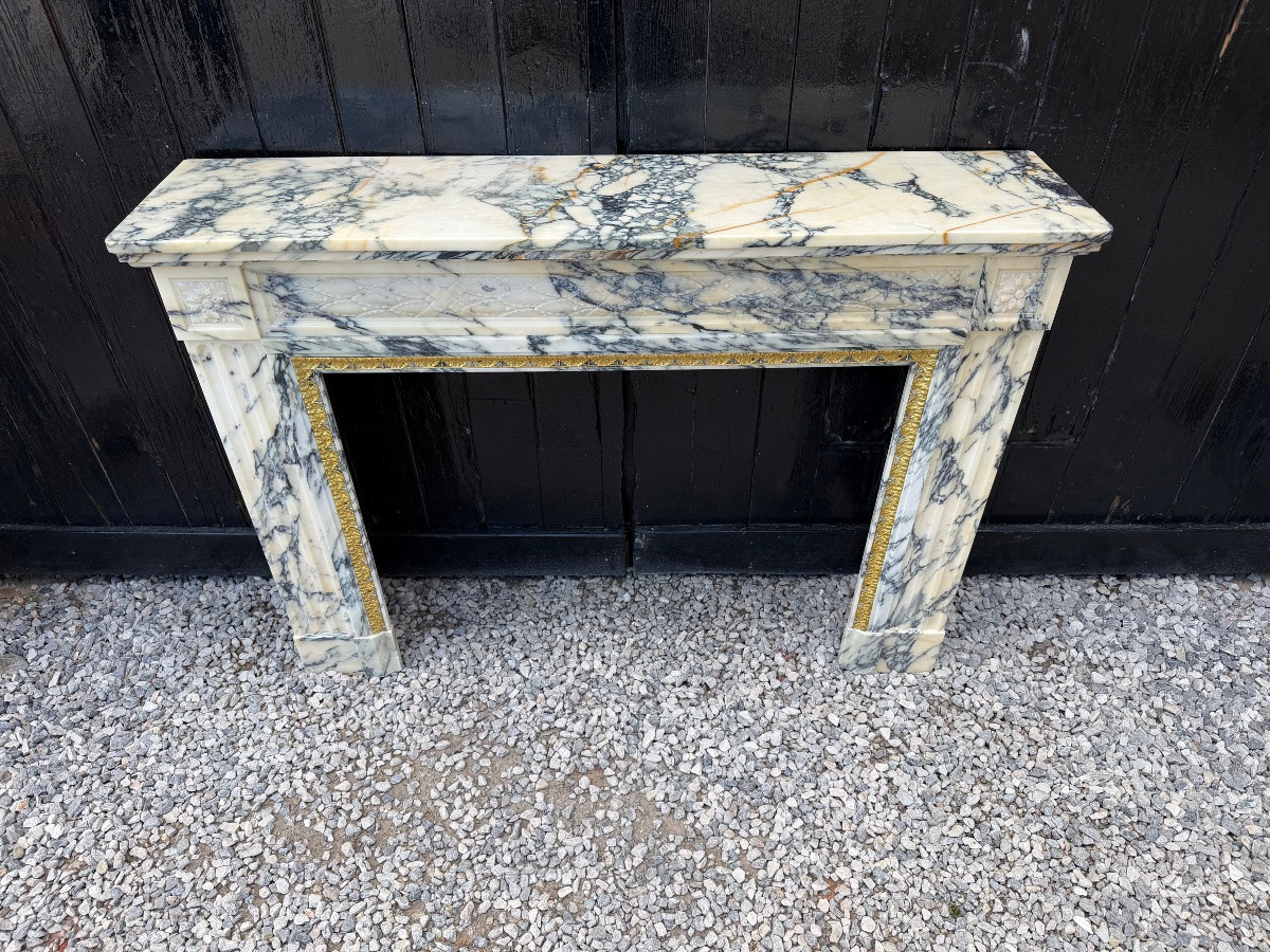 Louis XVI Style Mantel In Paonazzo Marble, Circa 1880-photo-2
