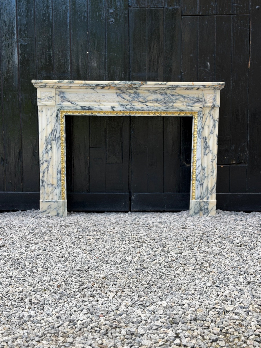 Louis XVI Style Mantel In Paonazzo Marble, Circa 1880-photo-3