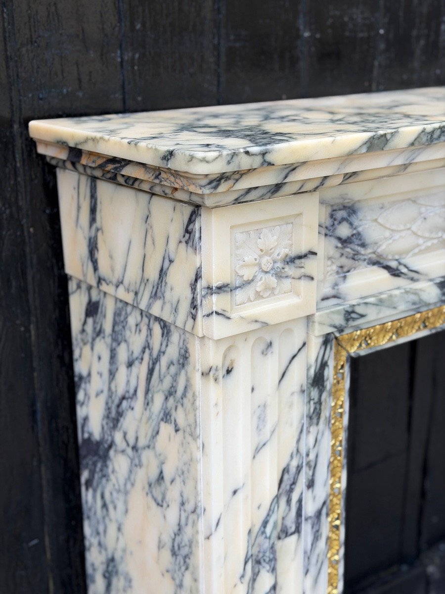Louis XVI Style Mantel In Paonazzo Marble, Circa 1880-photo-5