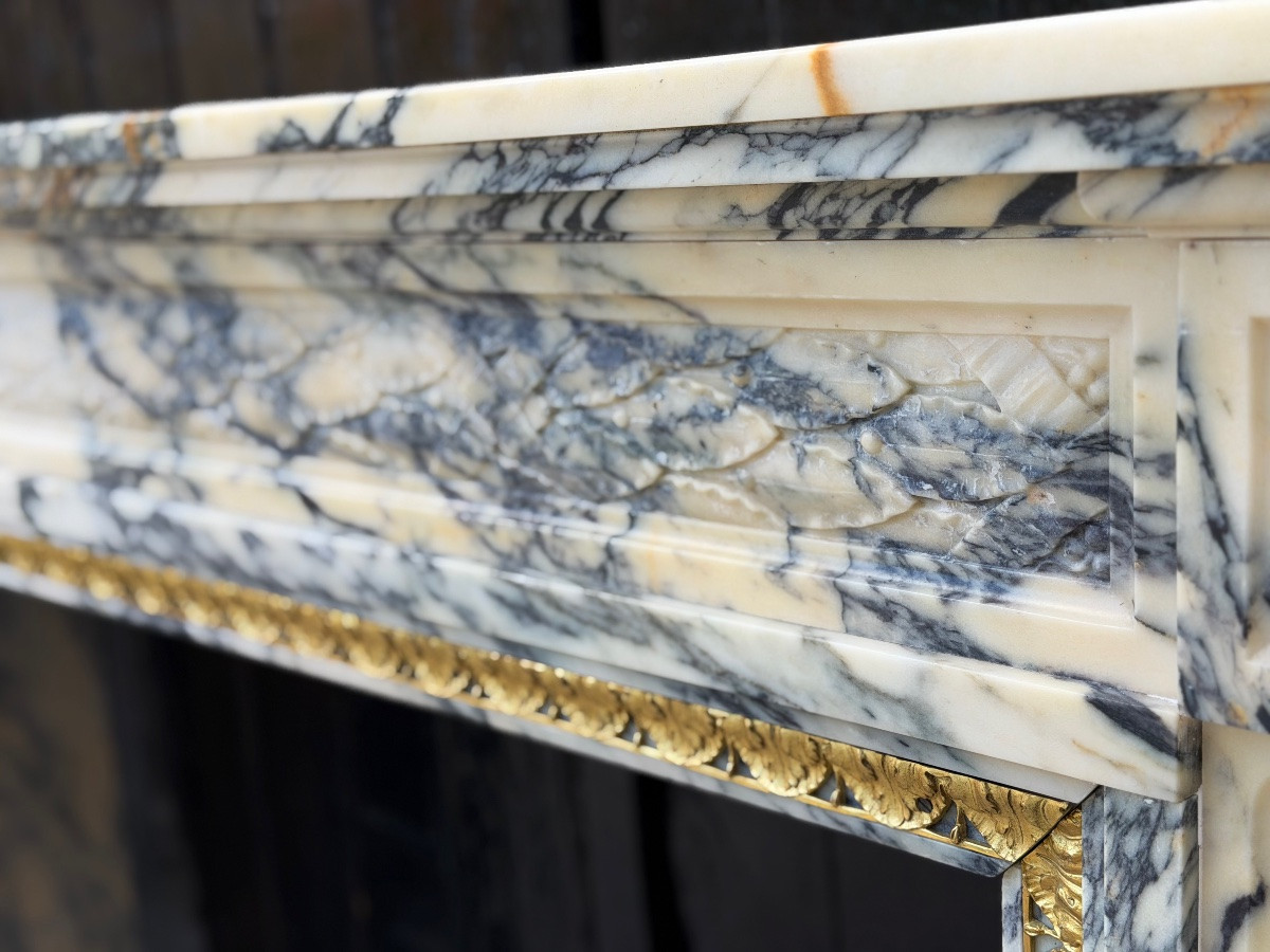 Louis XVI Style Mantel In Paonazzo Marble, Circa 1880-photo-6
