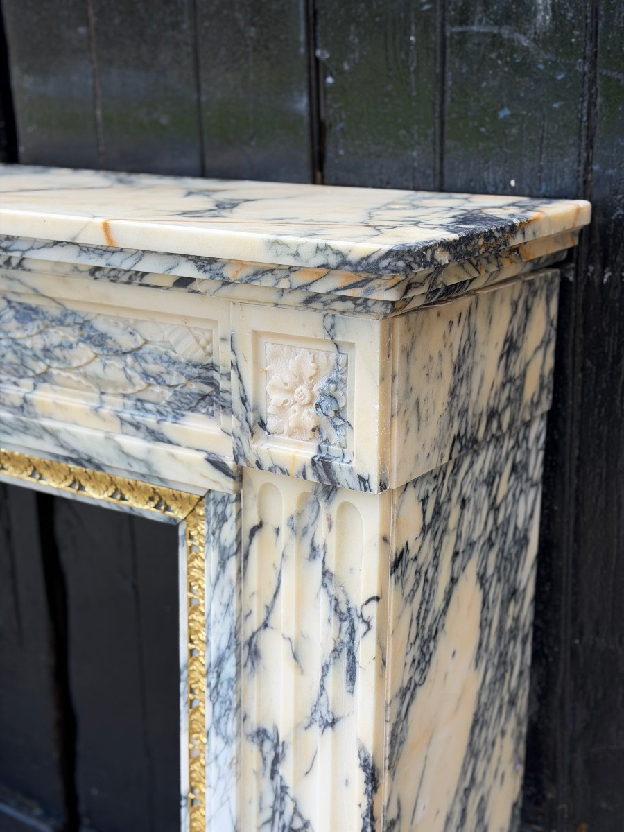 Louis XVI Style Mantel In Paonazzo Marble, Circa 1880-photo-7