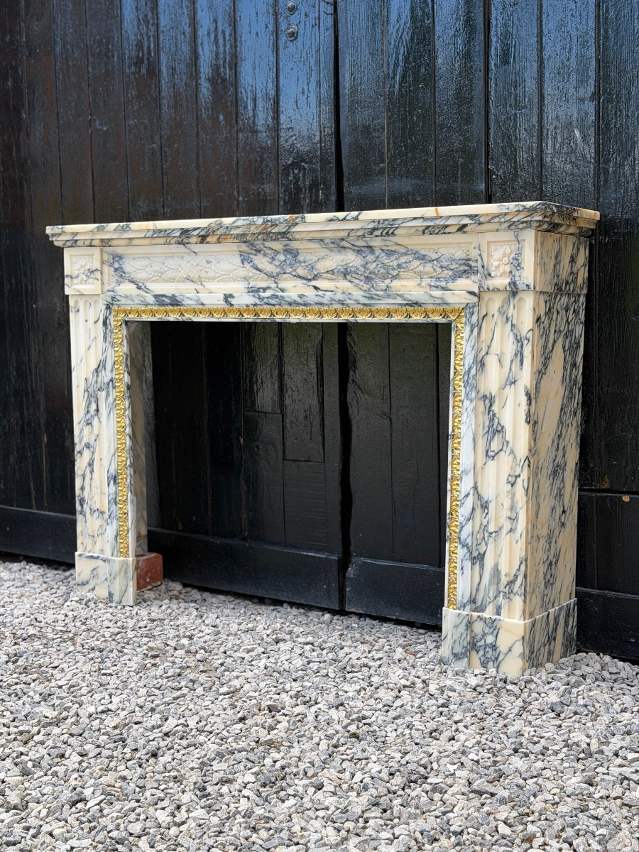 Louis XVI Style Mantel In Paonazzo Marble, Circa 1880